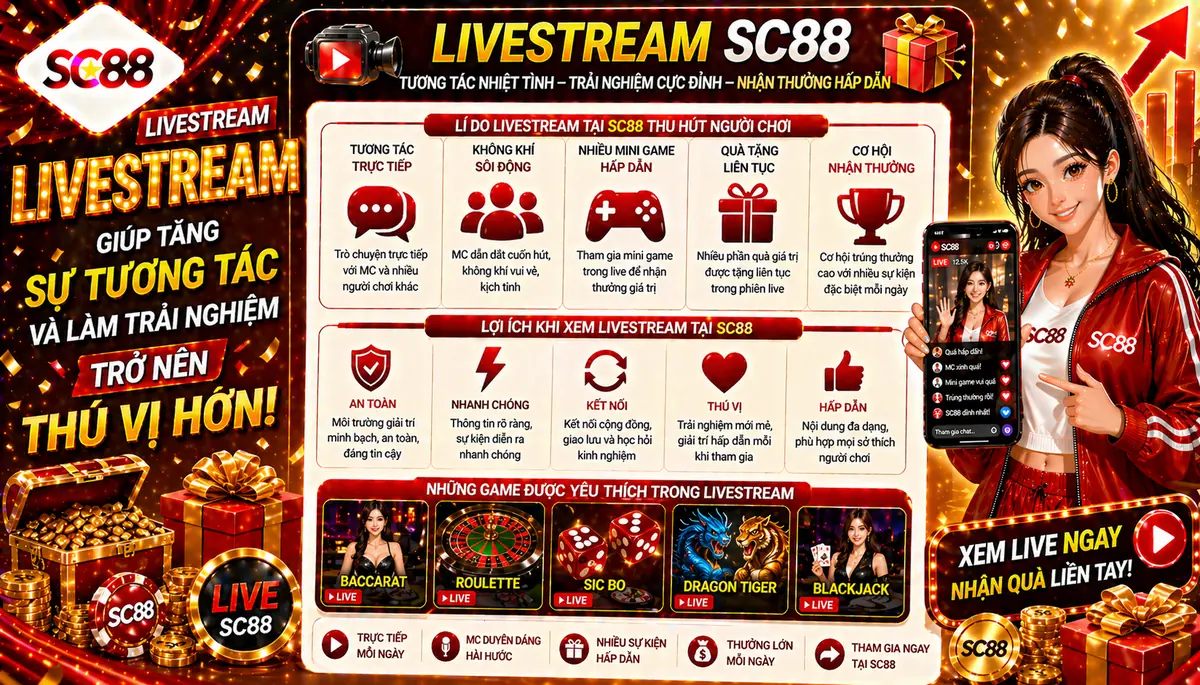 Tham gia livestream SC88 chỉ cần vài bước đơn giản và nhanh chóng